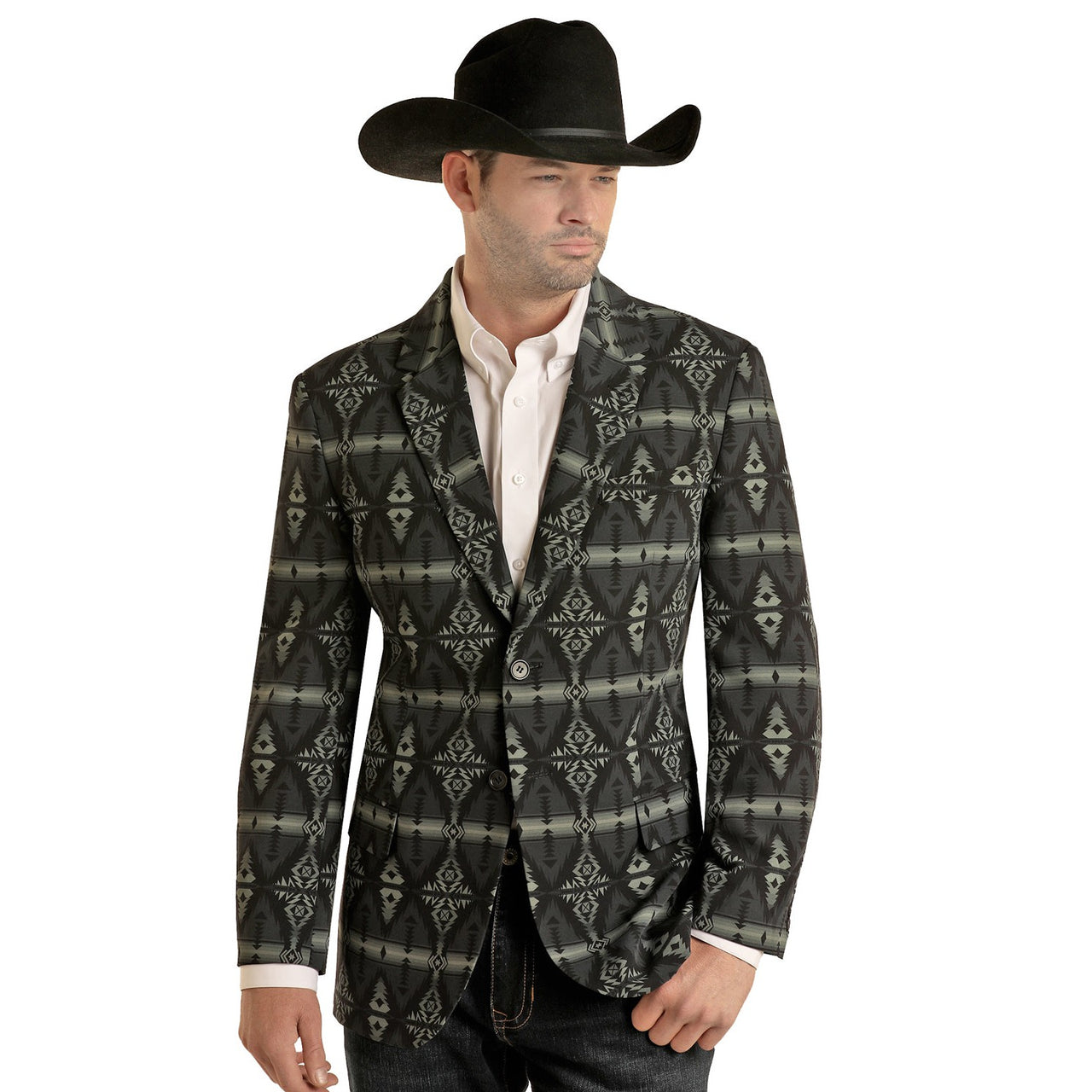 Rock & Roll Men's Aztec Sports Coat - Black