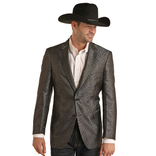 Rock & Roll Men's Jacquard Sports Coat - Black