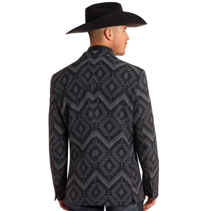 Rock & Roll Men's Southwest Printed Sport Coat - Black