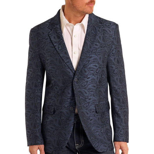 Rock & Roll Men's Paisley Jacquard Sport Coat - Blue