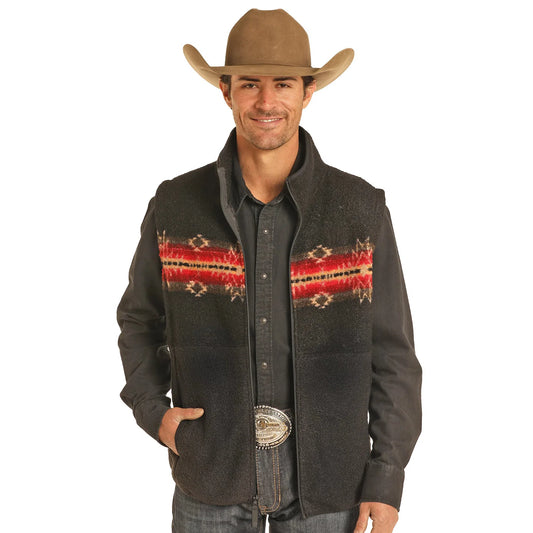 Rock & Roll Men's Berber Boarder Vest - Black