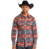 Rock & Roll Men's Southwest Printed Long Sleeve Snap Shirt - Blue Pattern