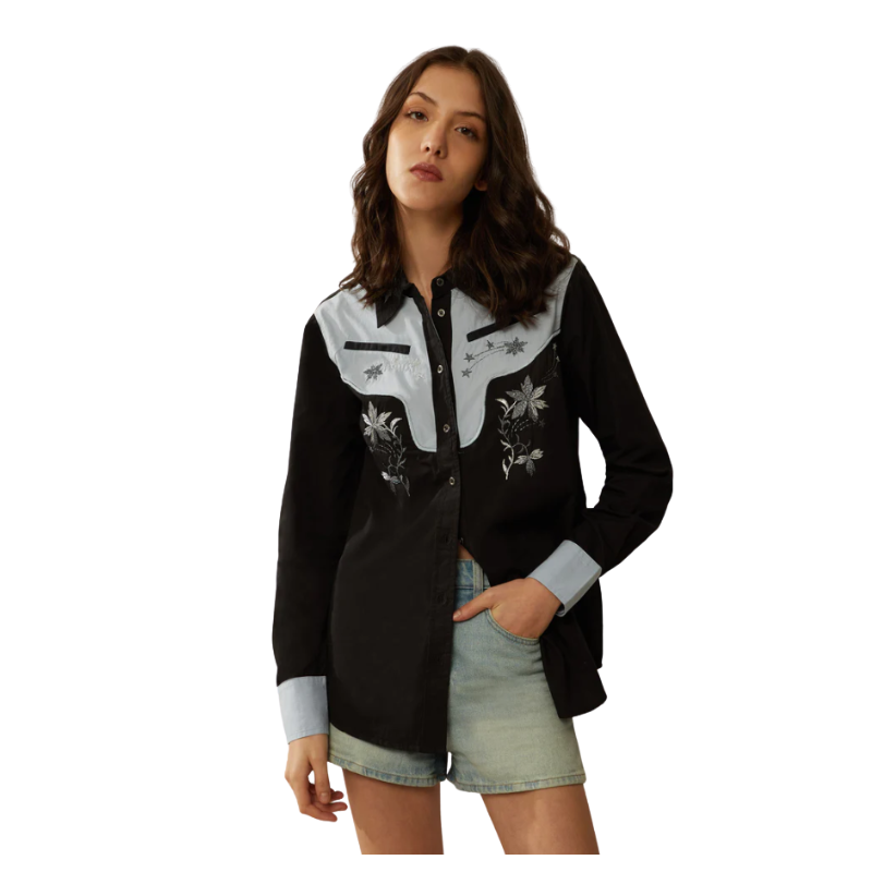 Bohera Sheela Western Inspired Yoke Embroidered Shirt