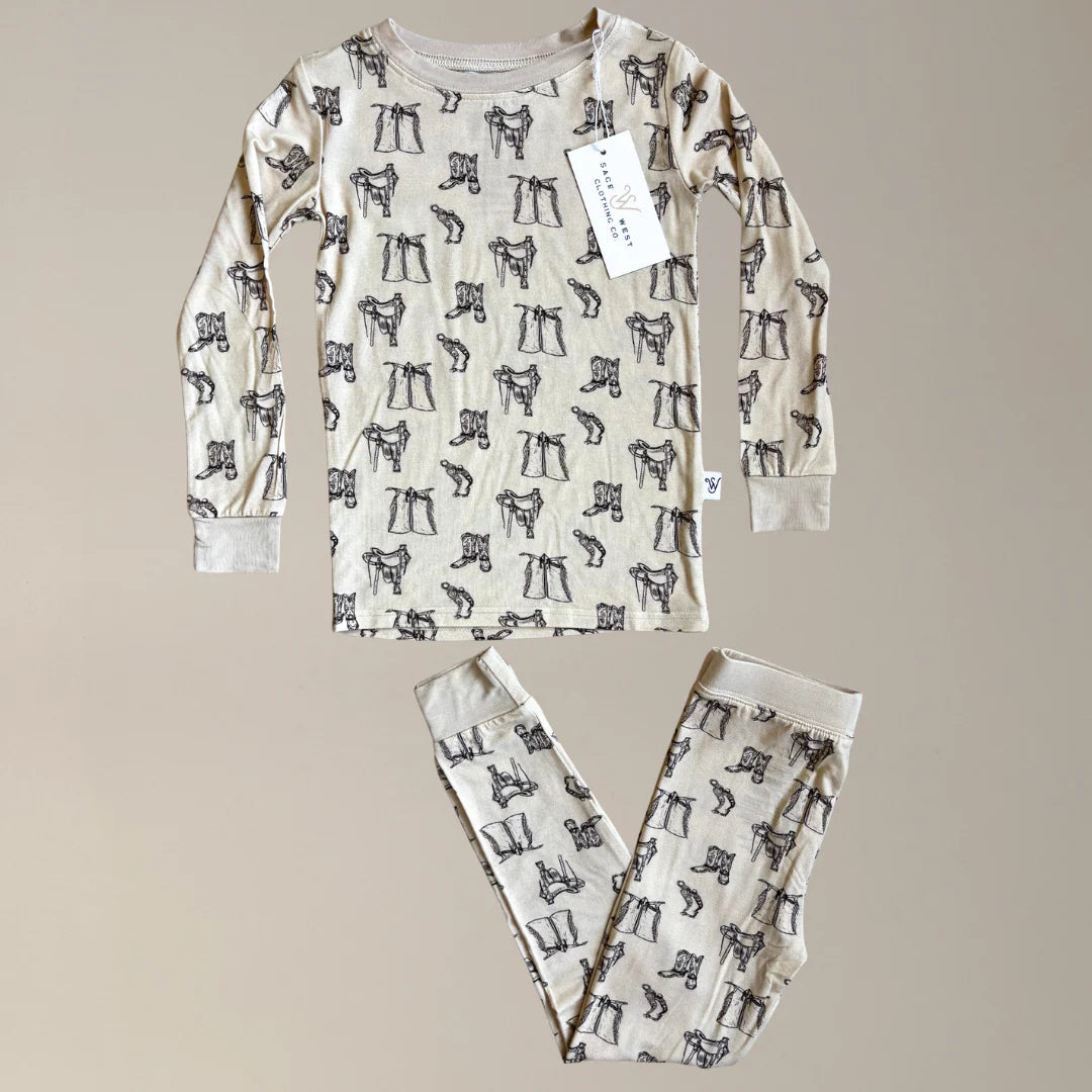 Sage West Toddler Tack Room Sleepwear Set - Cream