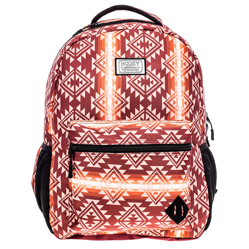 Hooey Recess Cordovan Aztec Pattern Backpack- Maroon/Aztec