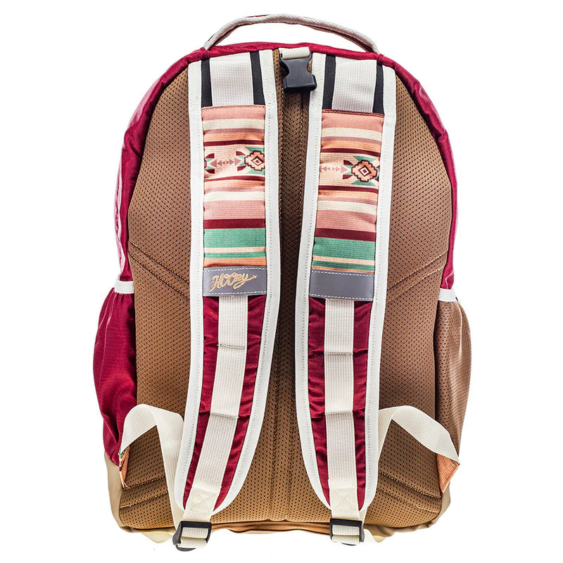 Hooey Ox Aztec Print Backpack- Burgundy/Tan
