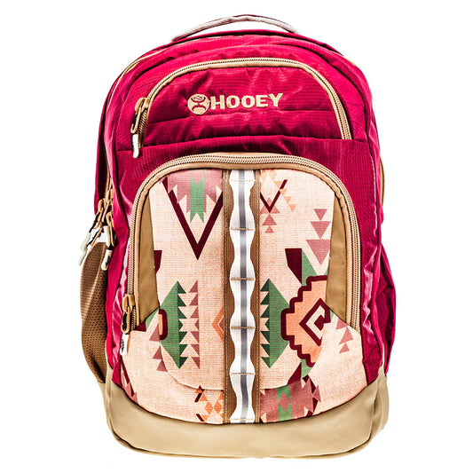 Hooey Ox Aztec Print Backpack- Burgundy/Tan