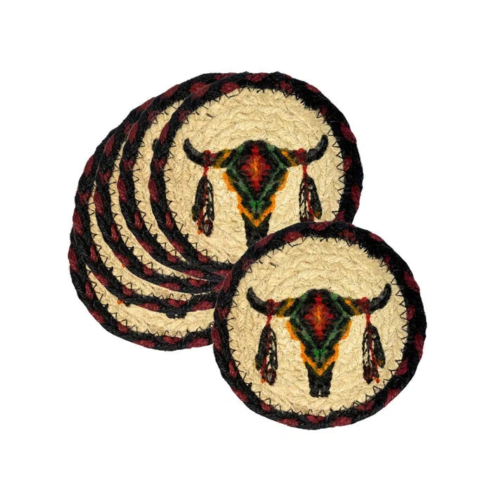 El Paso Saddle Blanket Braided Jute Coasters-#10