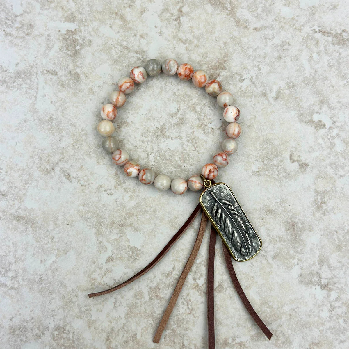 Wrangler Women's Jasper Bracelet w/Tassel & Metal Feather Pendent - Multi