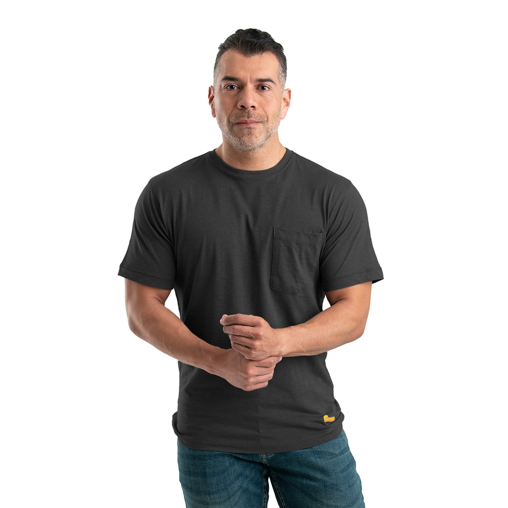 Berne Mens Lightweight Performance Short Sleeve Pocket T-Shirt - Black