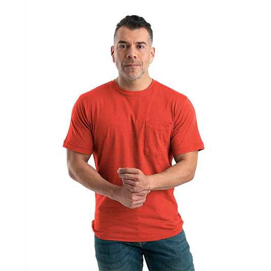 Berne Men's Performance Short Sleeve Pocket Tee - Deep Red