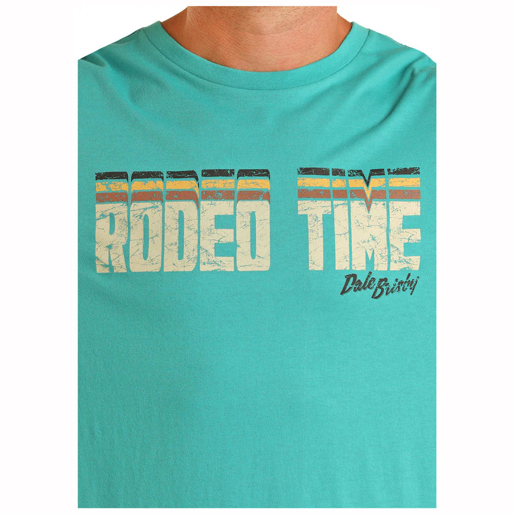 Rock & Roll Men's Dale Brisby Short Sleeve Rodeo Time Tee - Turquoise