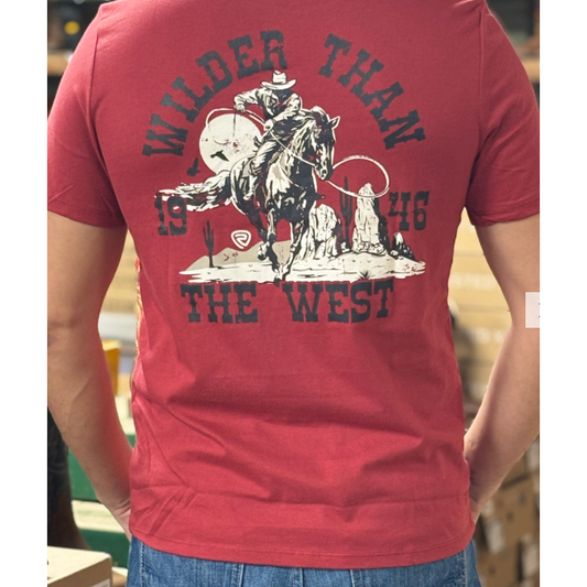 Rock & Roll Unisex Bronco Rider Graphic Tee - Scarlet