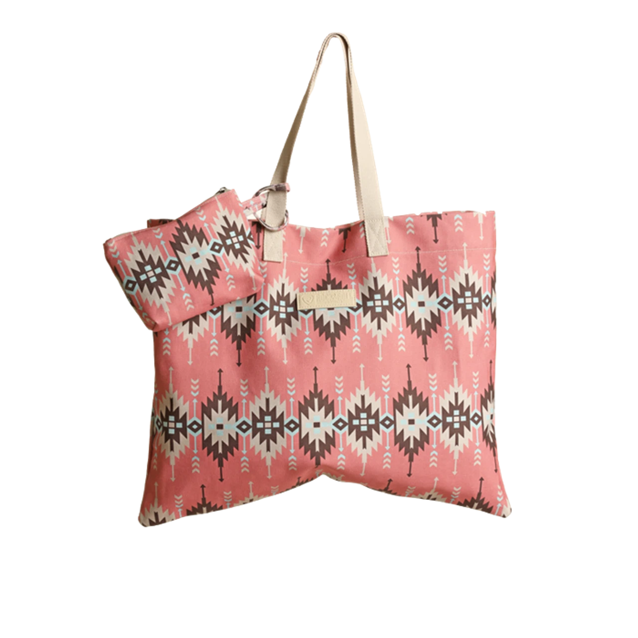 Rock & Roll 14oz Canvas Bag w/Woven Strap & Matching Clutch - Baby Pink