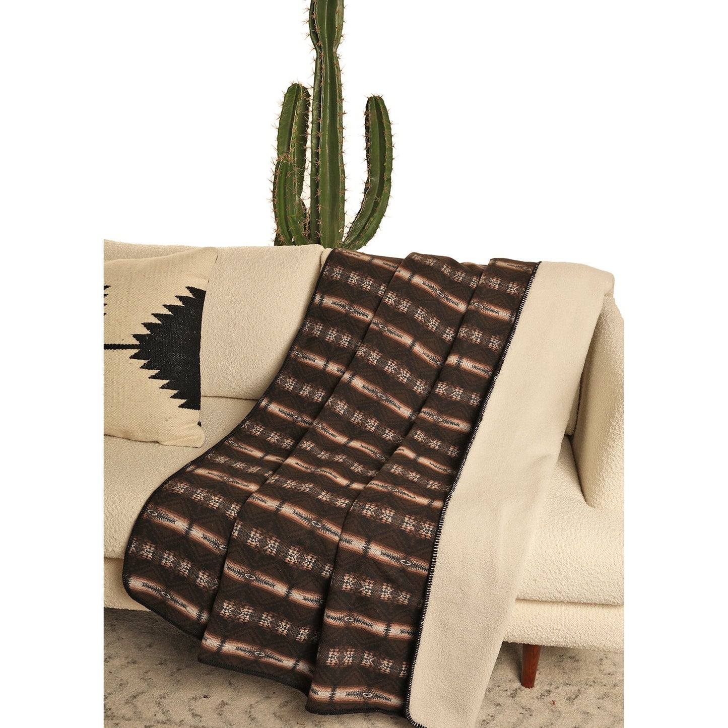 Rock & Roll Aztec Jacquard Berber Blanket - Turquoise