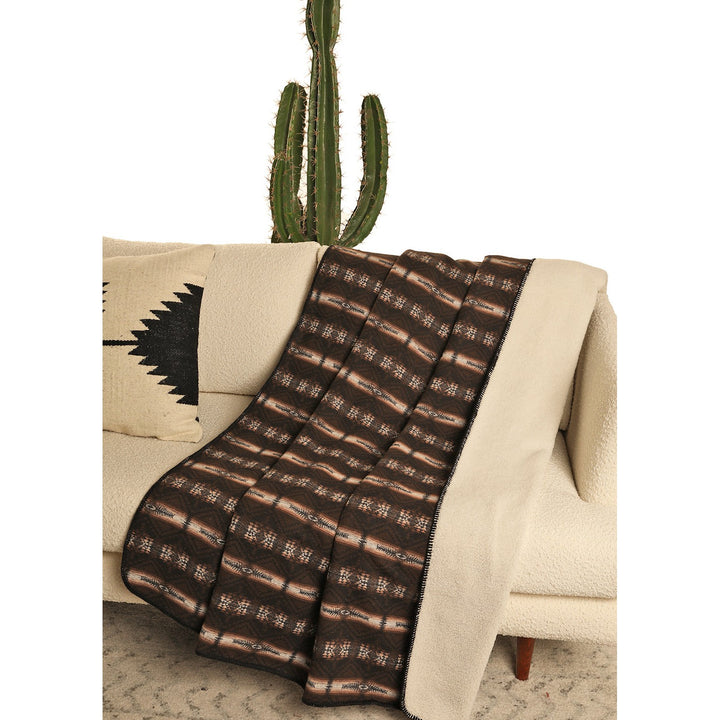 Rock &amp; Roll Aztec Jacquard Berber Blanket - Turquoise