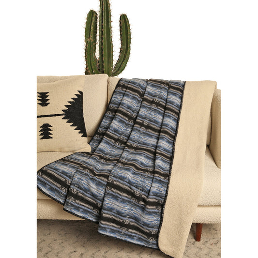 Rock & Roll Aztec Jacquard Berber Blanket - Blue