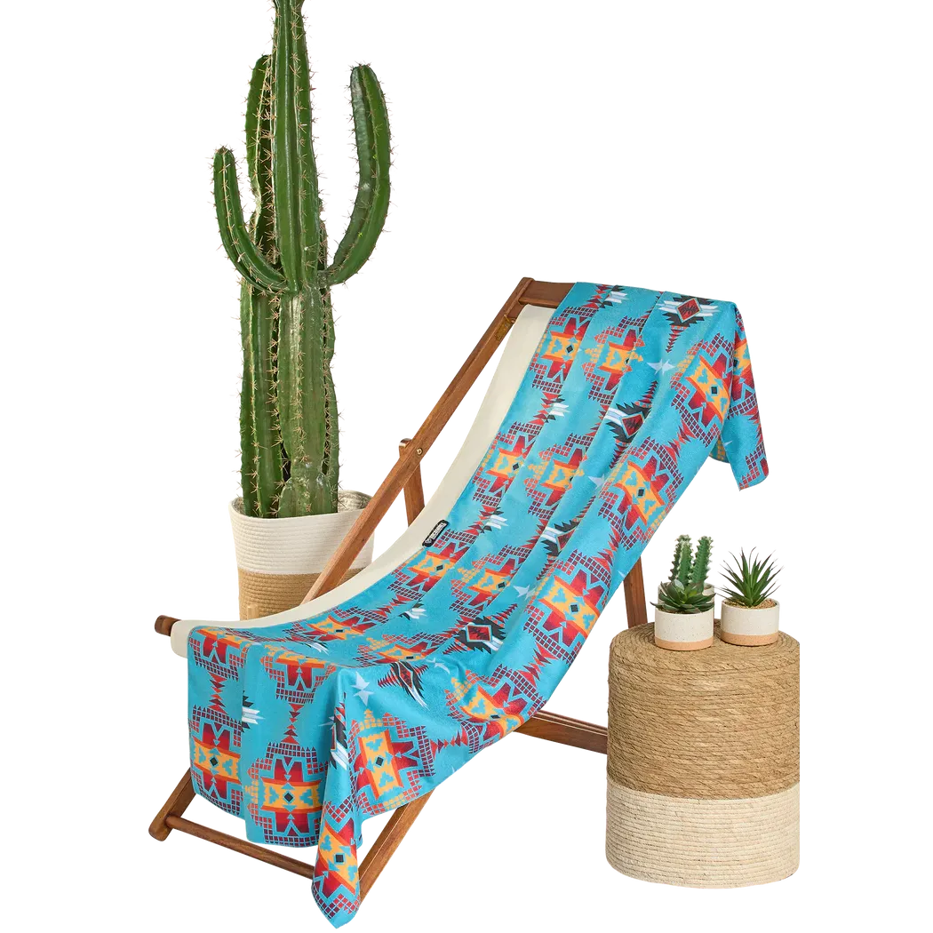 Rock & Roll Aztec Micro Fiber Towel - Turquoise