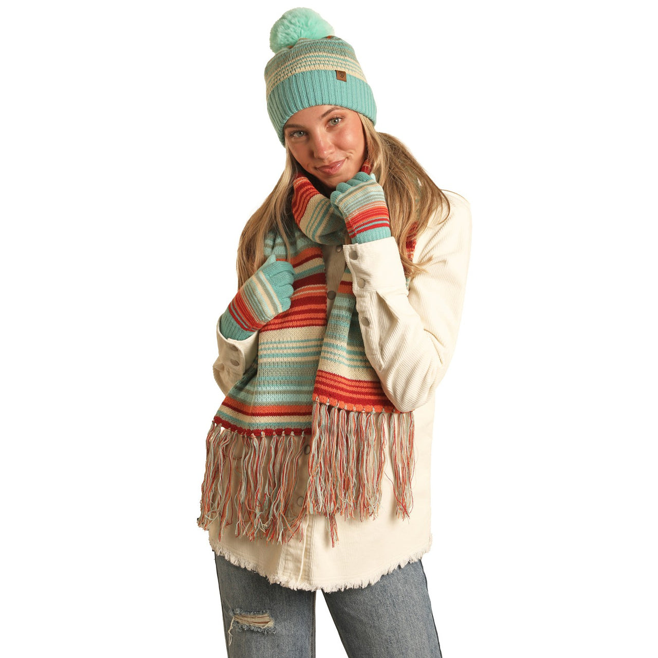Rock & Roll Unisex Scarf Gift Set - Turquoise