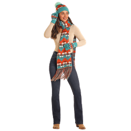 Panhandle Aztec 3 piece Scarf Set- Turquoise