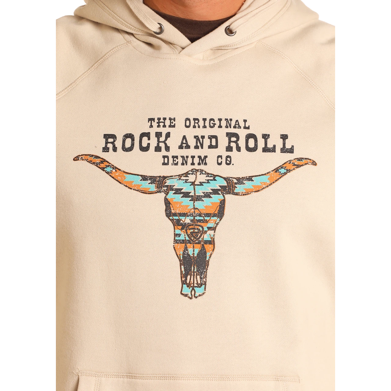 Rock & Roll Unisex Longhorn Graphic Hoodie - Natural