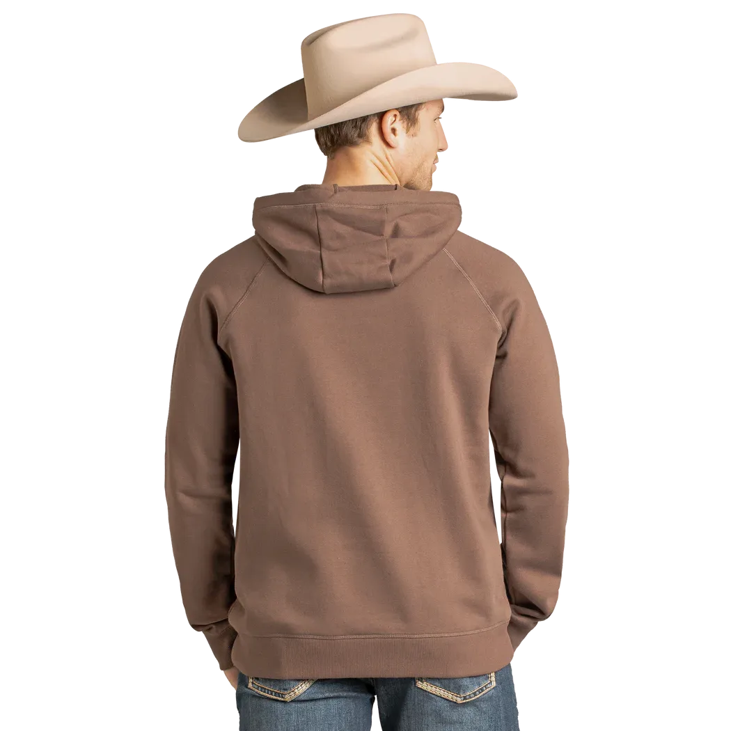Rock & Roll Men's Long Sleeve Western Graphic Hoodie - Brown