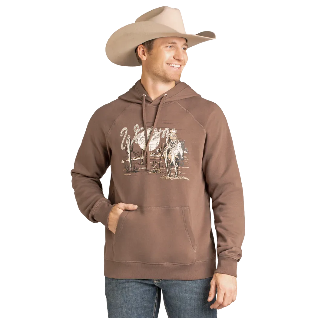 Rock & Roll Men's Long Sleeve Western Graphic Hoodie - Brown