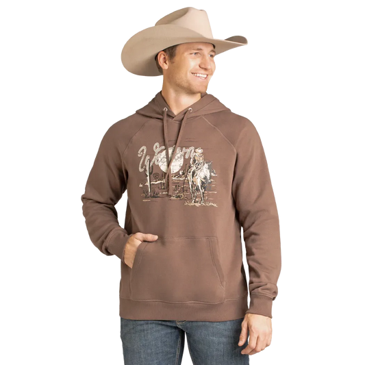 Rock & Roll Men's Long Sleeve Western Graphic Hoodie - Brown