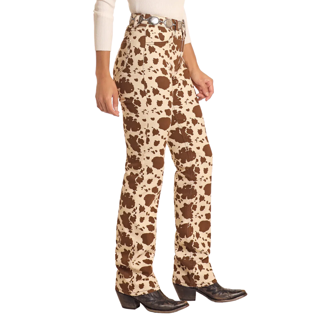 Rock & Roll Women's Cowhide Bargain Modest Boot Cut Pants - Beige