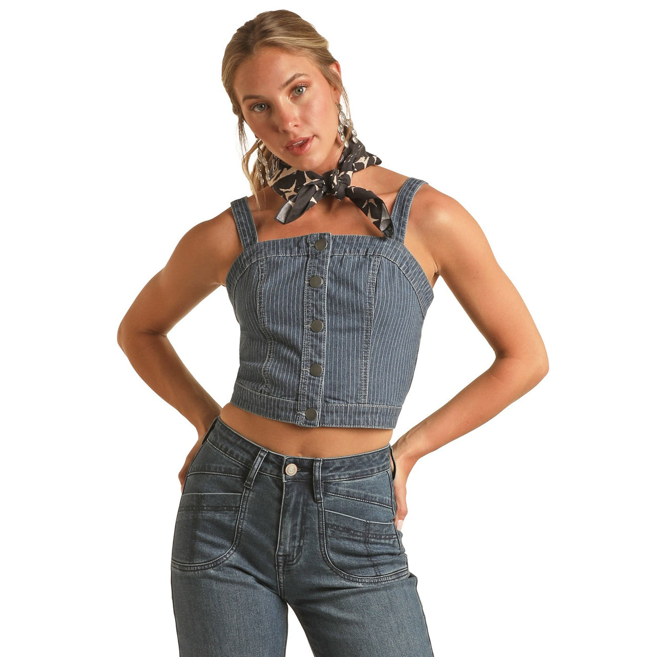 Rock & Roll Women's Denim Corset Top - Medium Vintage