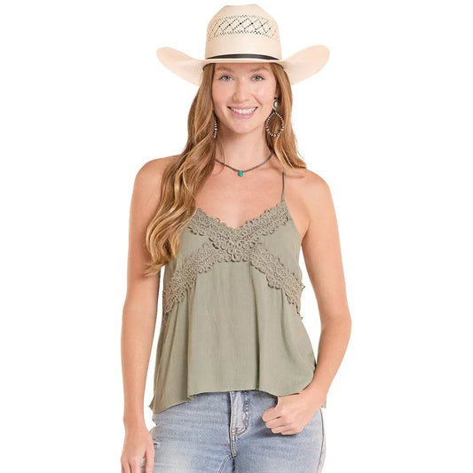 Rock & Roll Women's Lace Crinkle Tank Top - Multiple Colours