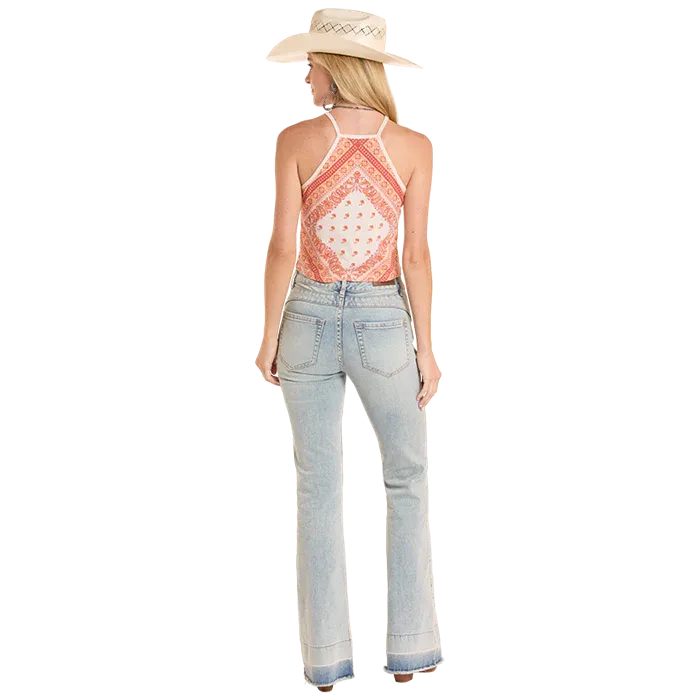 Rock & Roll Women's Bandana Print Tank Top - Burnt Orange