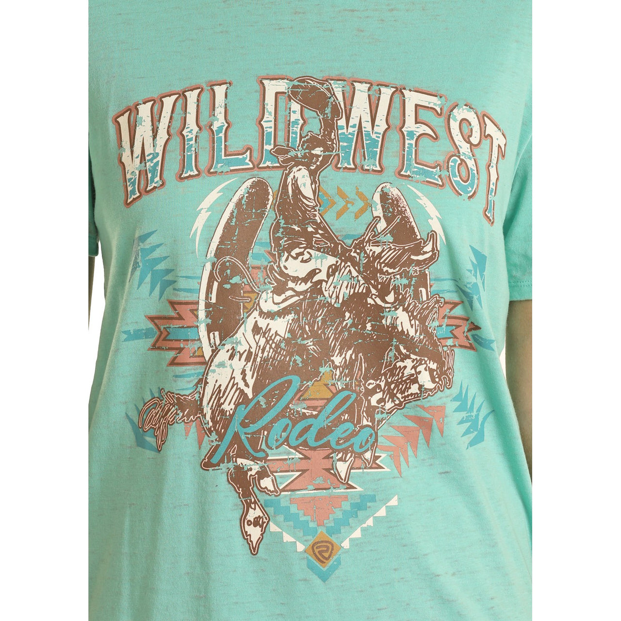 Rock & Roll Women's Wild West Graphic Tee - Light Turquoise