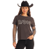 Rock & Roll Women's Rhinestone Rodeo T-Shirt - Charcoal