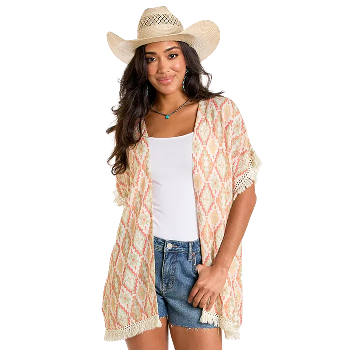 Panhandle Women's Aztec Printed Kimono - Natural