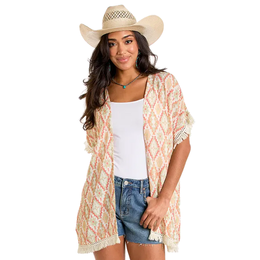 Panhandle Women's Aztec Printed Kimono - Natural