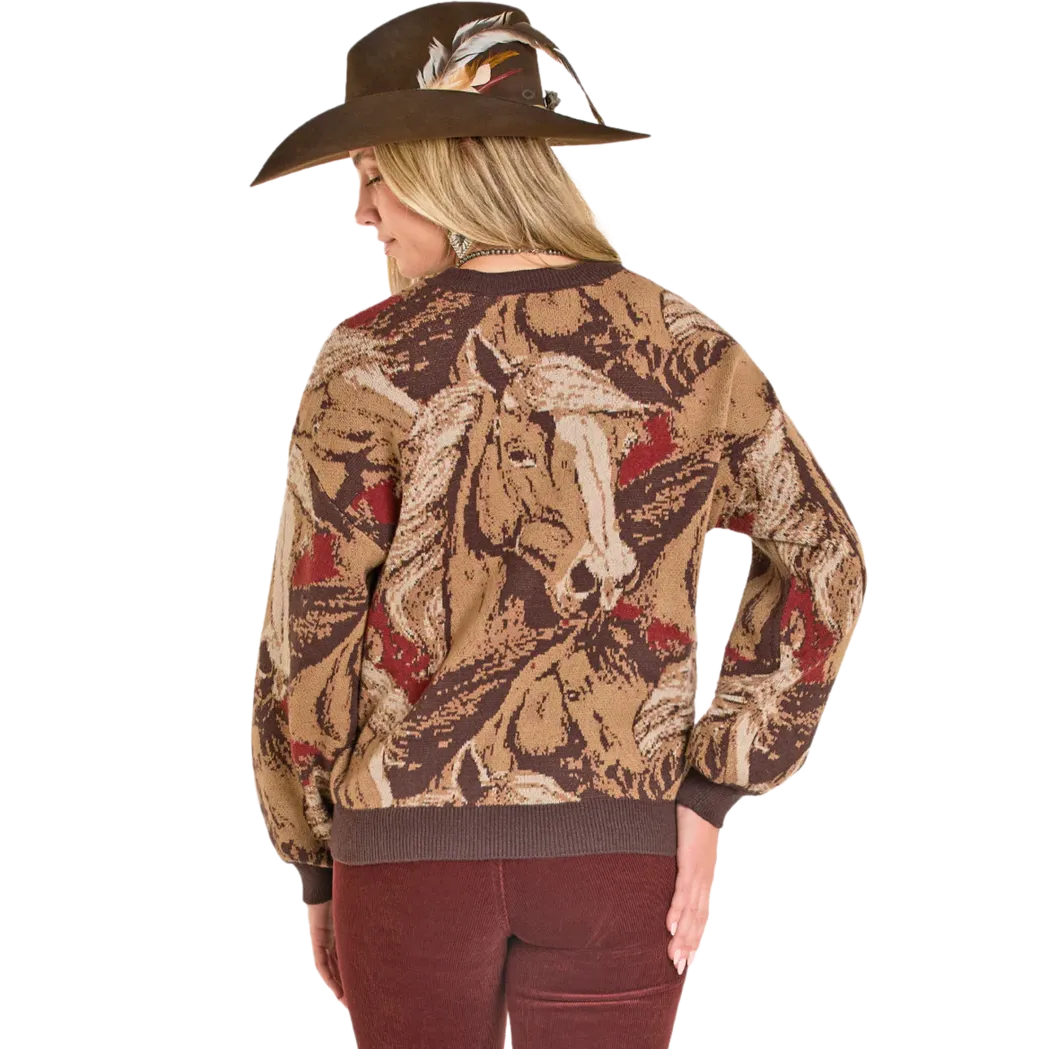 Rock & Roll Women's Relaxed Fit Sweater - Brown