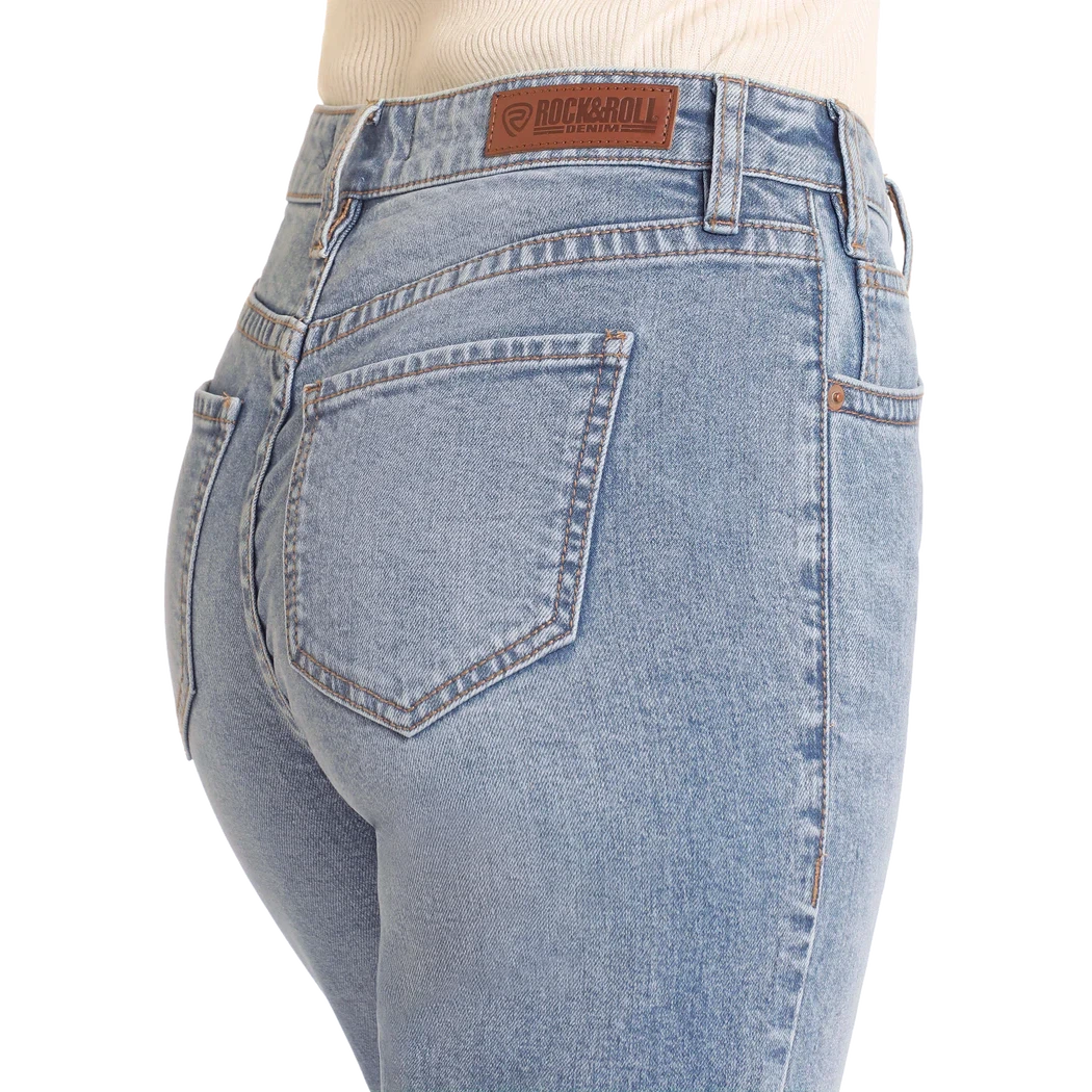 Rock & Roll Women's Distress High Rise Bootcut Jeans - Medium Wash