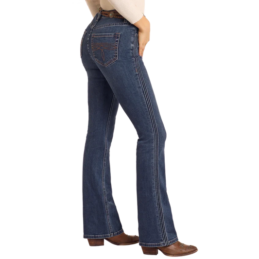 Rock & Roll Women's High Rise Side Seam Detail Bootcut Jean - Medium Wash