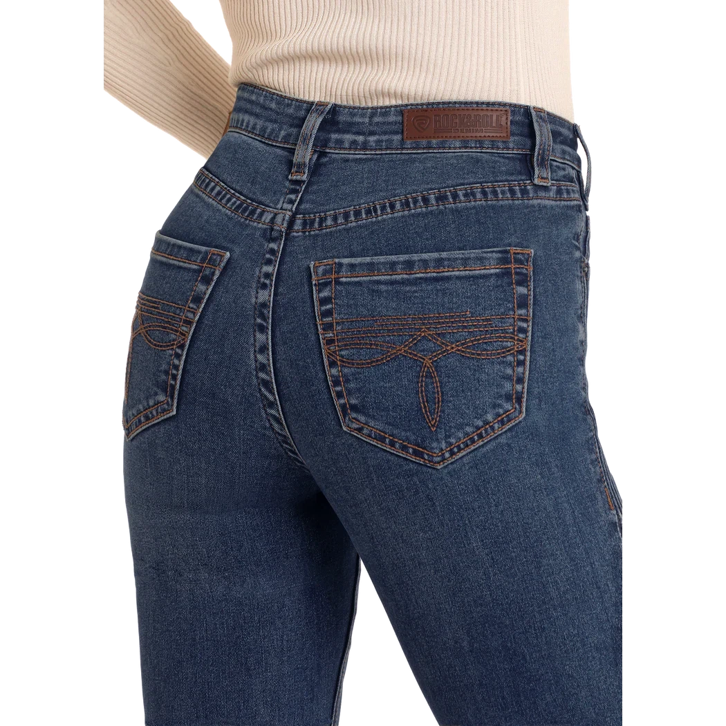 Rock & Roll Women's High Rise Side Seam Detail Bootcut Jean - Medium Wash