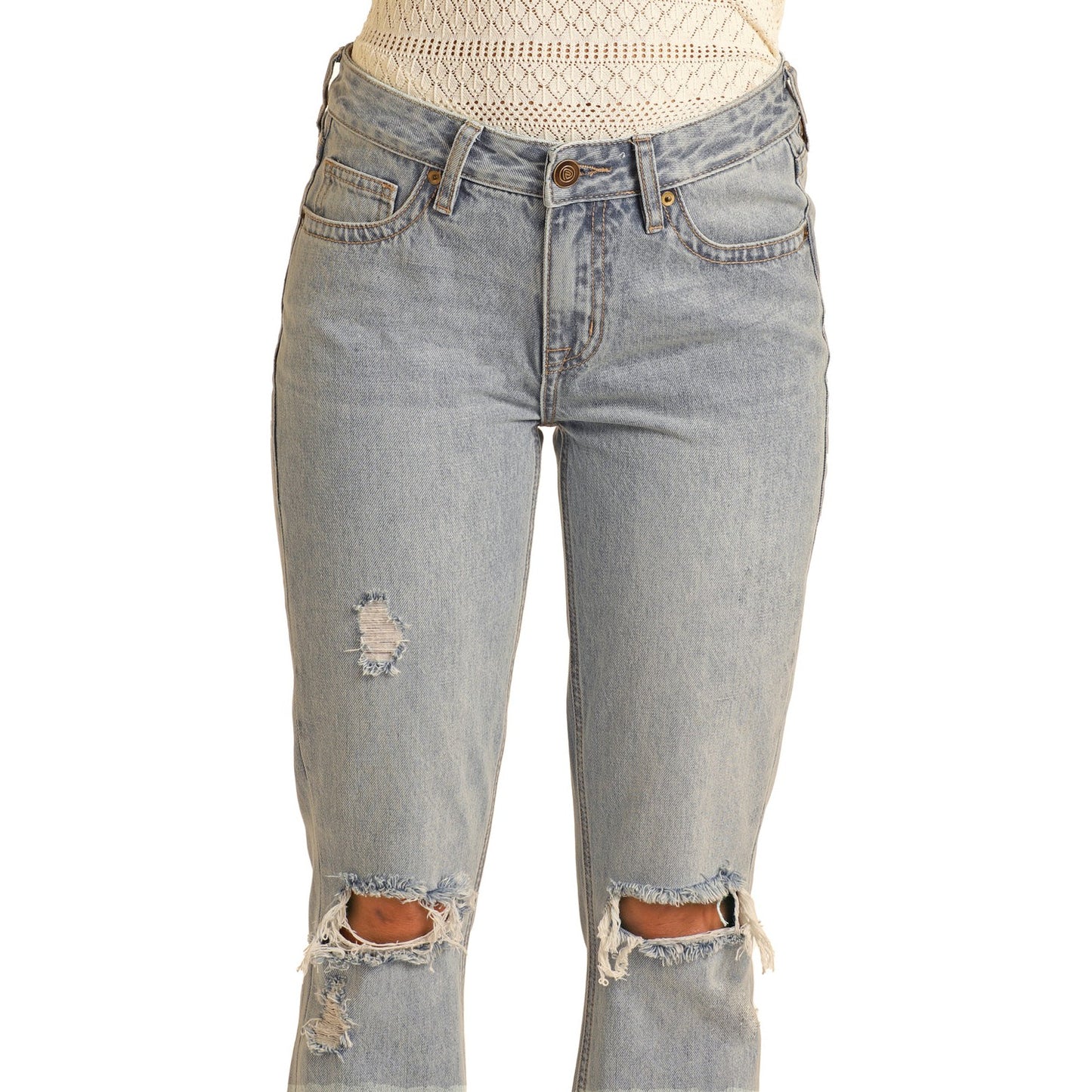 Rock & Roll Women's Mid Rise Bootcut Jeans - Light Wash