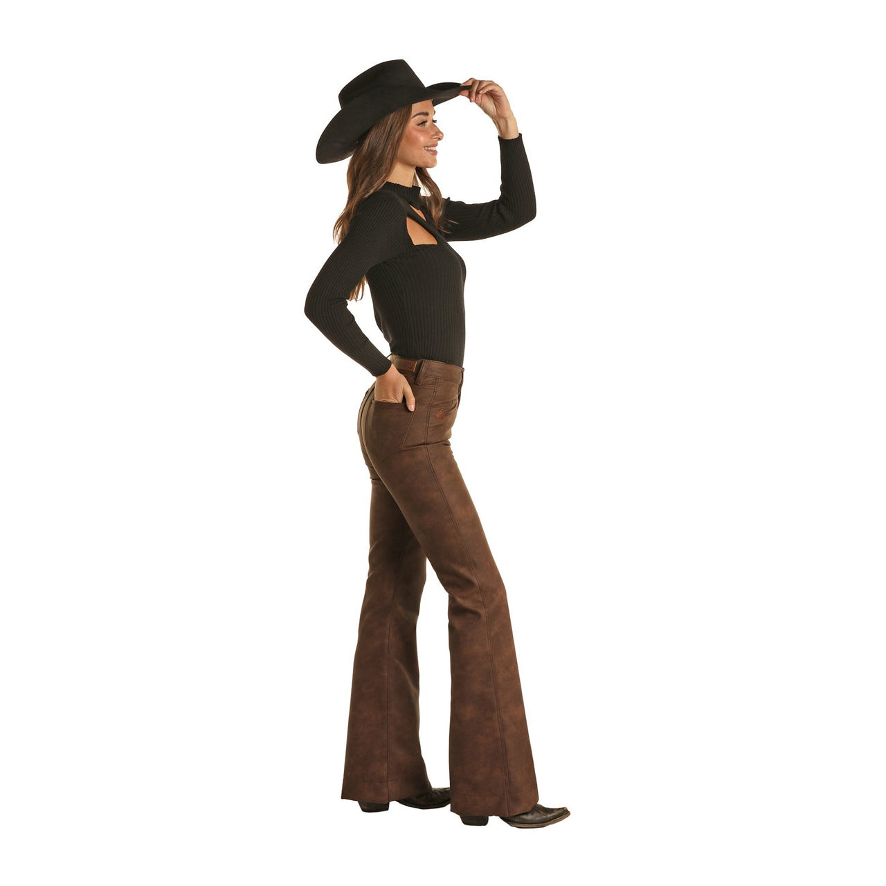 Rock & Roll Women's Smile Pocket Trouser Jeans - Brown
