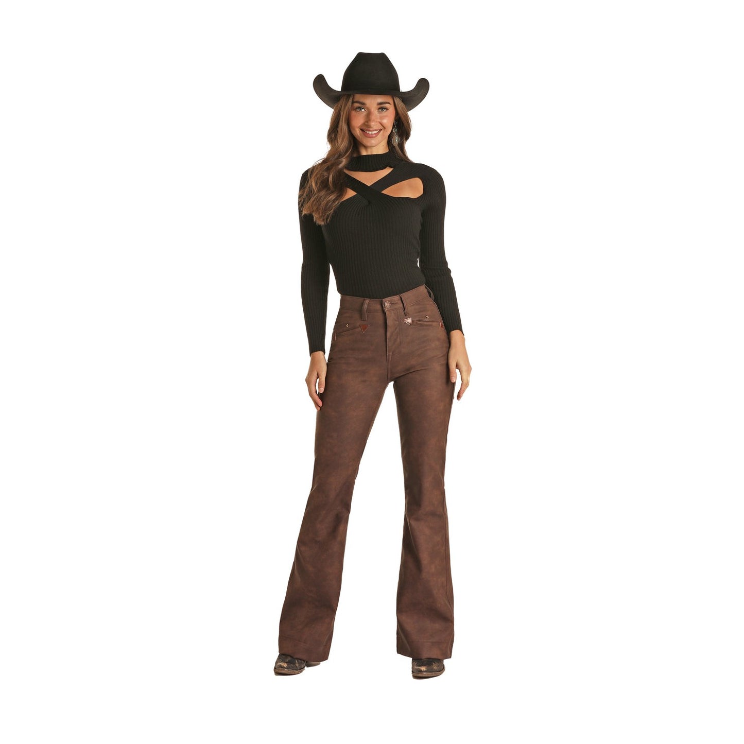 Rock & Roll Women's Smile Pocket Trouser Jeans - Brown