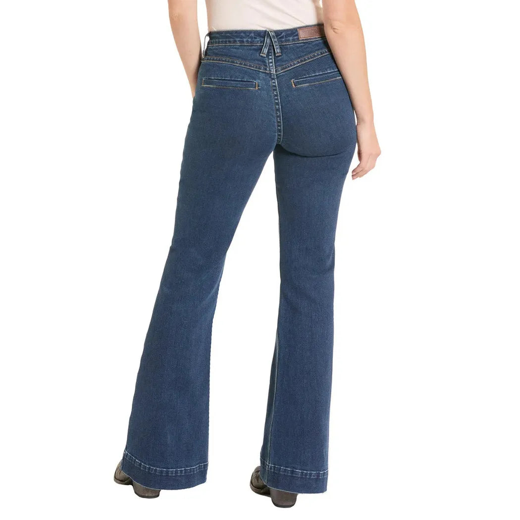 Rock & Roll Women's Simple Welt Pocket High Rise Trouser Jeans - Dark Wash