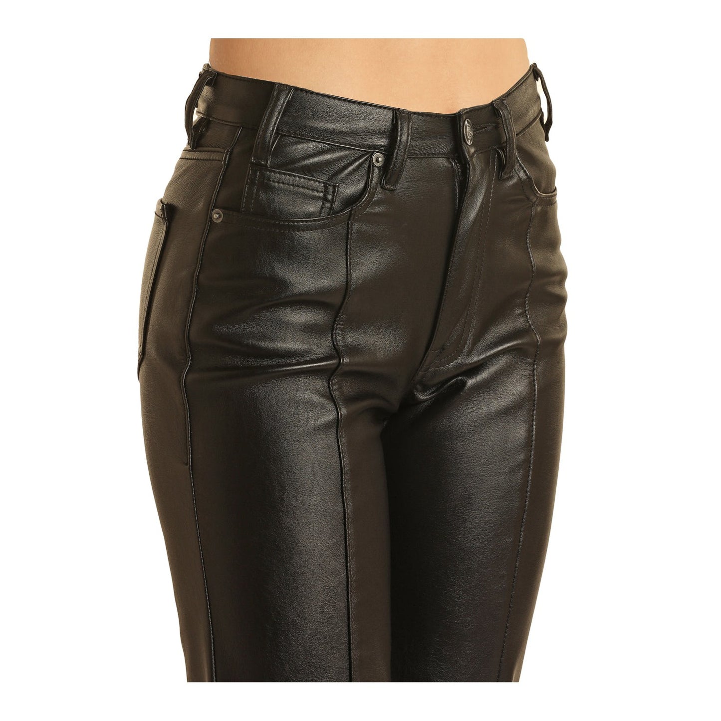 Rock & Roll Women's Relaxed Flare Pleather Pants - Black