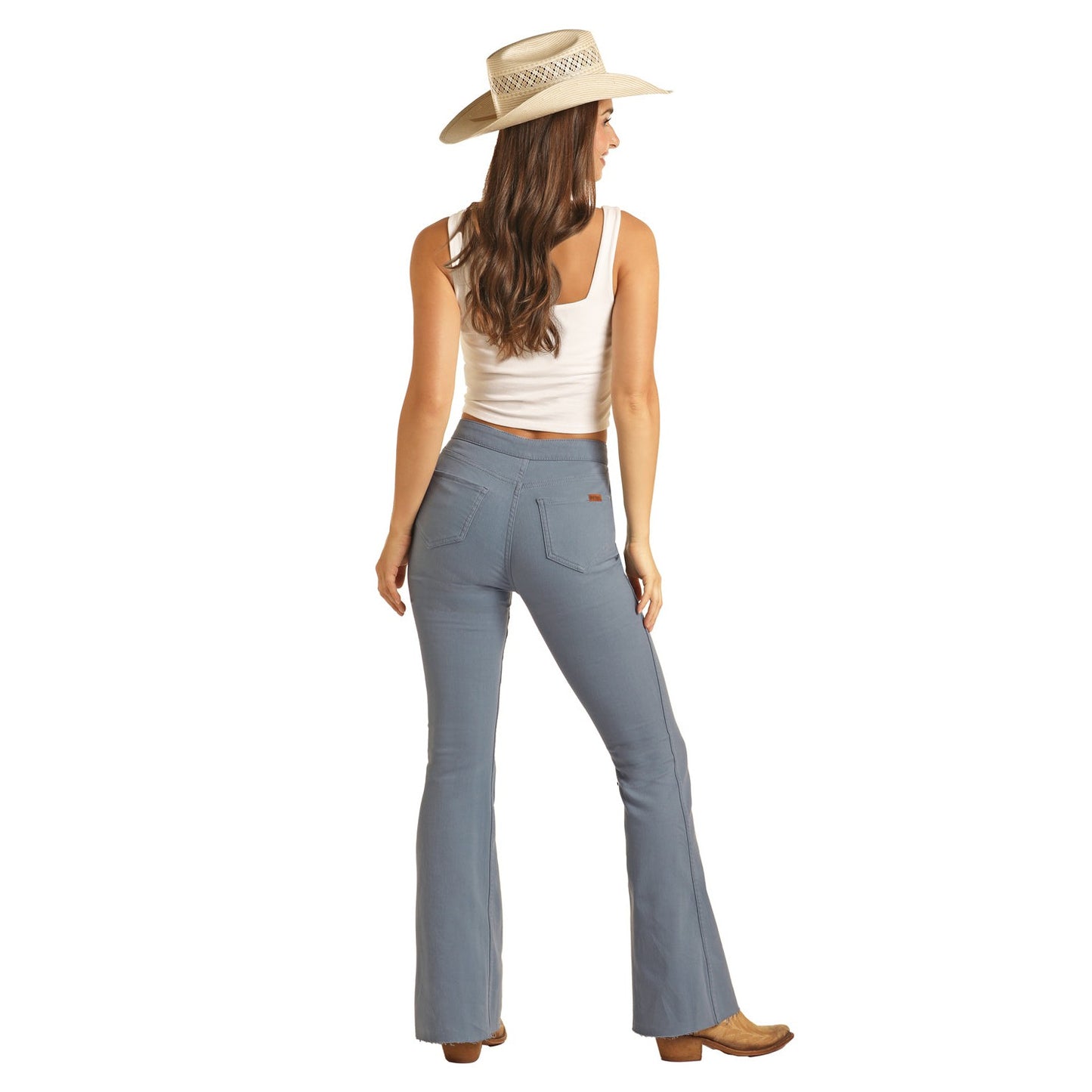 Rock & Roll Women's Reversible Button Flare Jeans - Blue