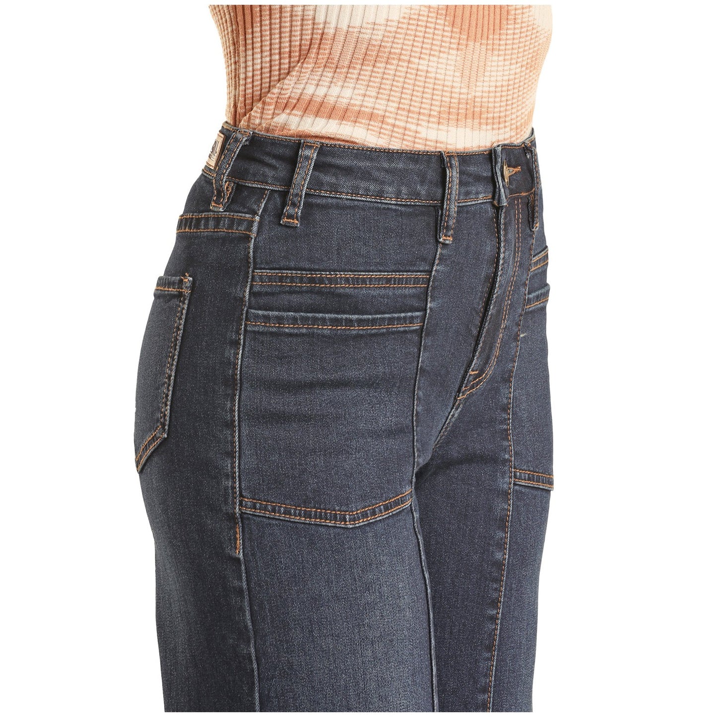 Rock & Roll Women's Patch Pocket Palazzo Jeans - Dark Wash