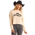 Rock & Roll Women's Long Sleeve Western Hat Graphic Pullover- Cream