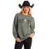 Rock & Roll Women's Long Sleeve Oversized Pullover with Studs-Teal