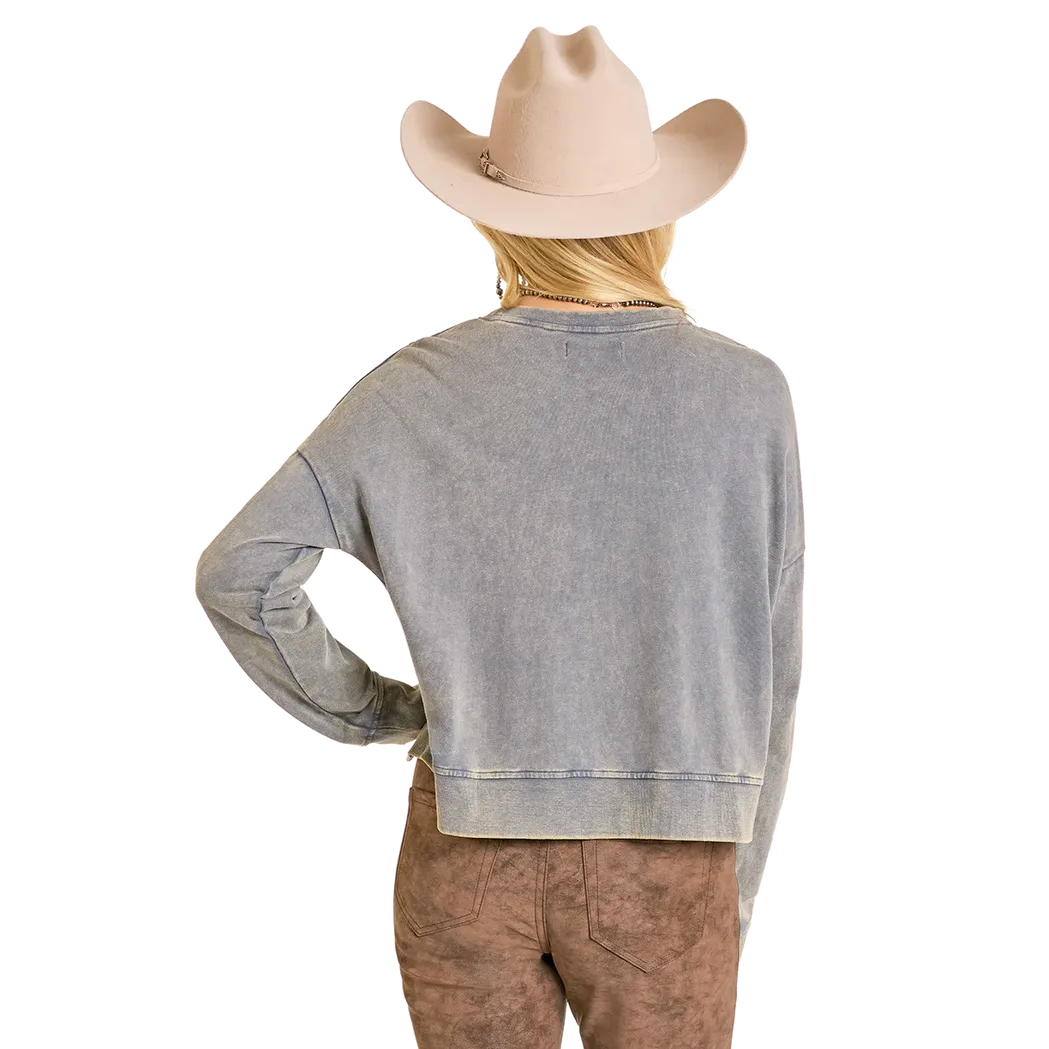 Rock &  Roll Women's Rodeo Graphic Print Pullover - Grey
